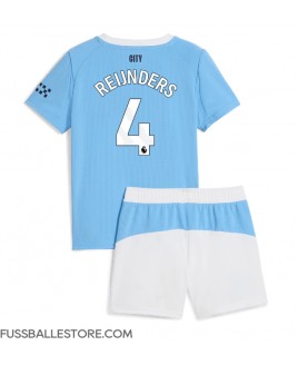 Günstige Manchester City Tijjani Reijnders #4 Heimtrikotsatz Kinder 2025-26 Kurzarm (+ Kurze Hosen)